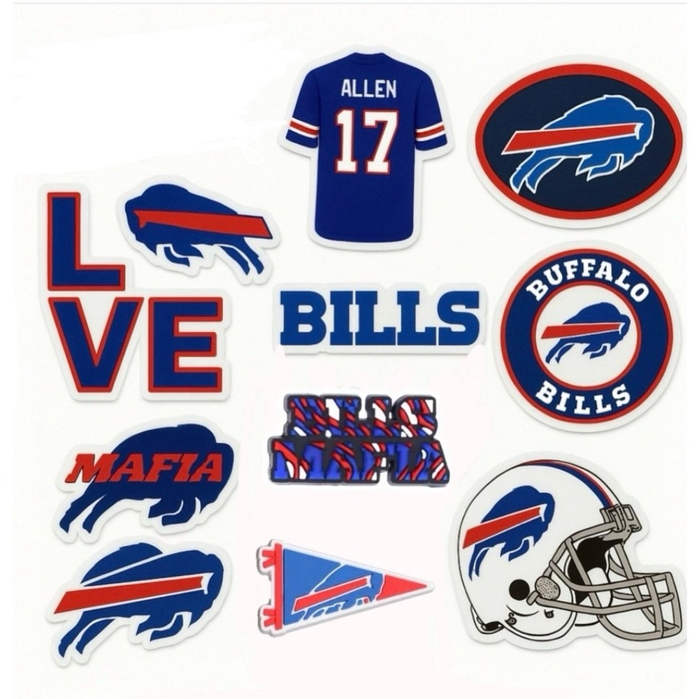 Buffalo Bills Croc Charms NFL Team Clog Charms Football Shoe Charms 10pc…